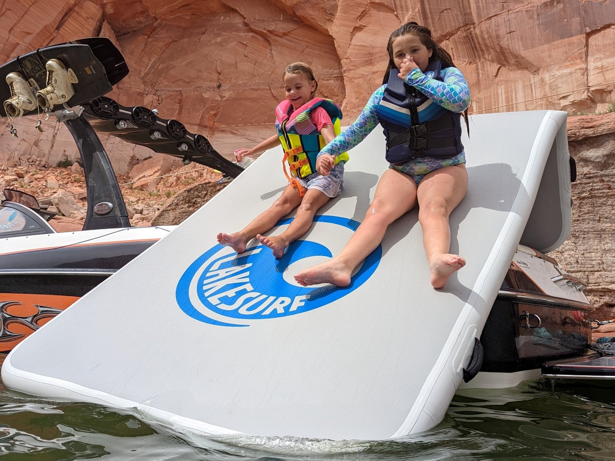 Sports Large Inflatable Zip Slide for Pontoon Boats Fun Sun Water Tube Lake
